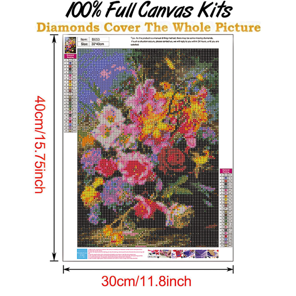 5D Full Drill Diamond painting Embroidery DIY Kit Seinäkoriste 16# 30X40cm