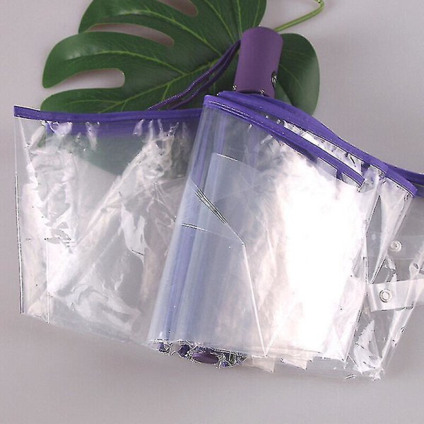Gennemsigtig foldeparaply, automatisk vindtæt regnsolparaply A Purple