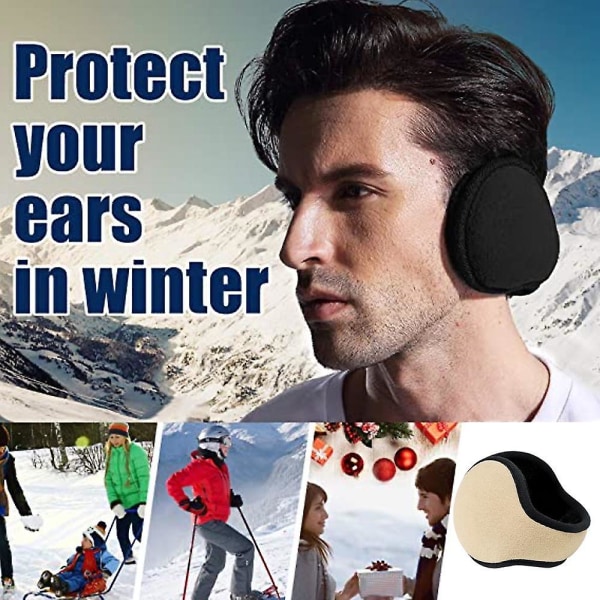 Vintervarme ryggmonterte sammenleggbare øreklokker og øreklokker i enkel stil Beige