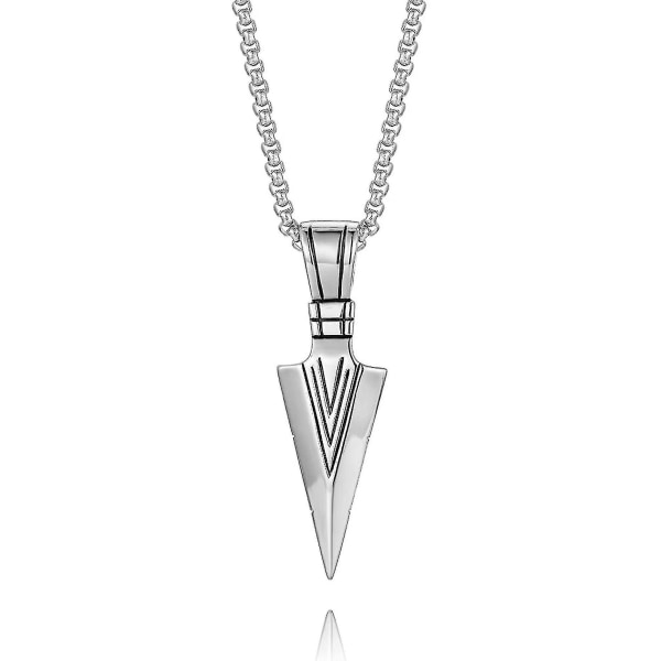 Men's Stainless Steel Cool Pointed Arrow Pendant Necklace Men's Boys 50.8-60.96cm Chain, Gold Silver Black Necklace