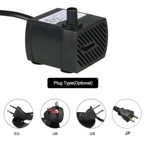 350L/H 5W Nedsænkbar Vandpumpe til Akvarium Bordspringvand Fontæner Vandhave Hydroponiske Systemer