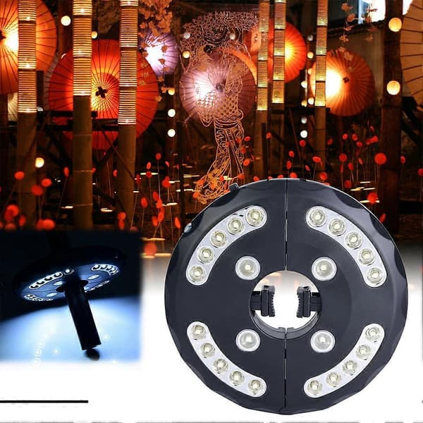 Parasol Lampe 24 LED Parasolstang Lampe til Haveparasoller Campingtelte Sort