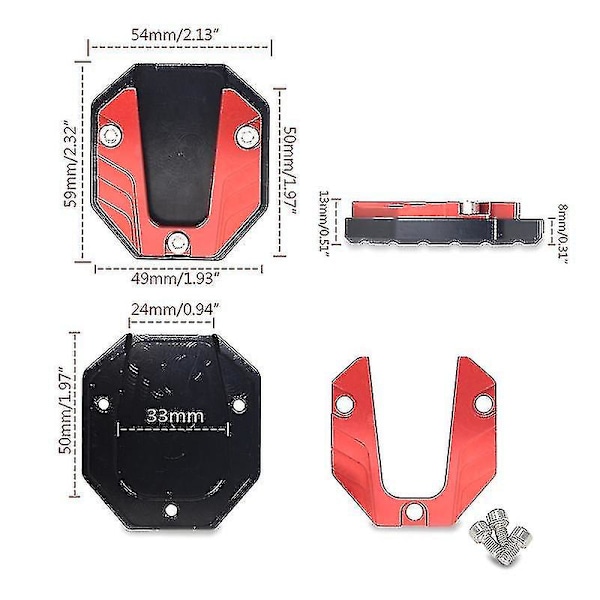 Universal Scooter Motorcykel Cykel Kickstand Forlænger Fod Side Stand Forlængelse Pad Støtteplade Anti-Skid Forstørret Base Blue