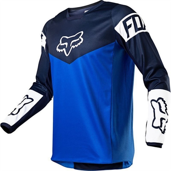 Retro Herr FOX Cykeltröja Mountainbike MTB Racing T-shirt Långärmad Fotbollströja D-Blå D-Blå D-Blå D-Blue XL