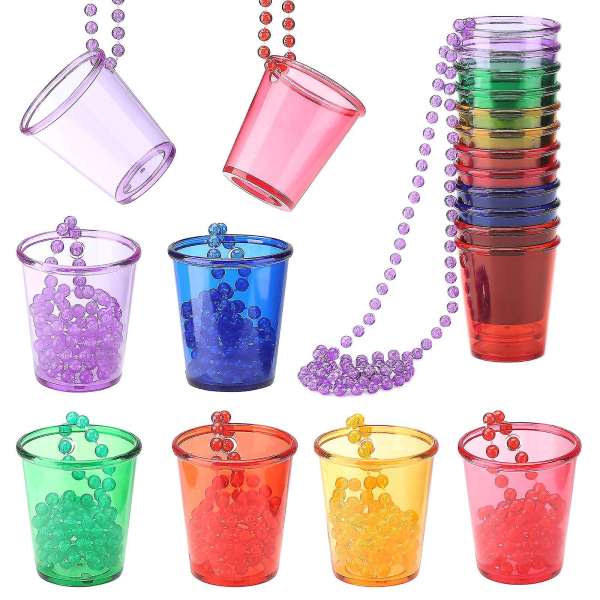 12 deler Bridal Shot Glass Halskjede, Team Bride Shot Glass kjede, Brude plastkopper Perler100% ny