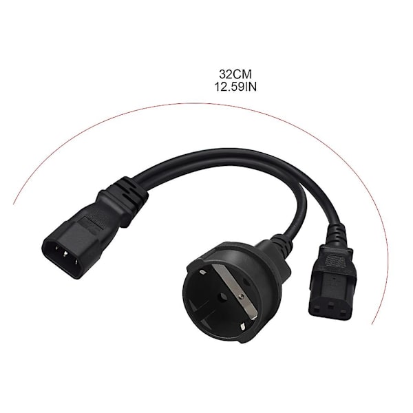 Y-splitter Adapter Line Iec320 C14 stik han til C13+eu4,8 mm hun strømledning