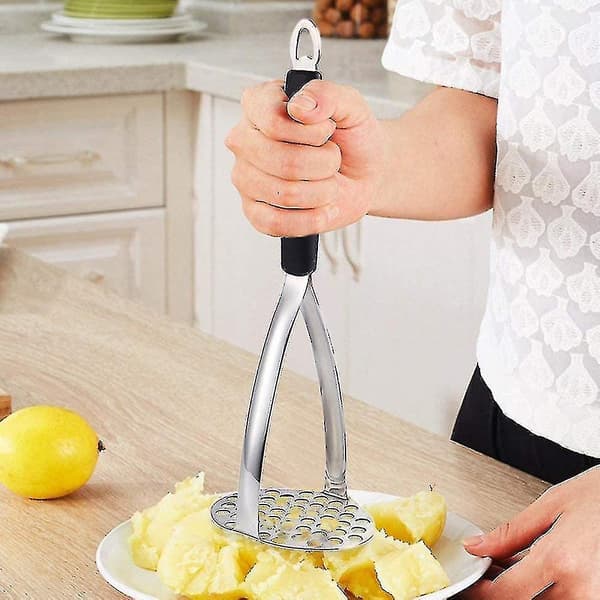 Kartoffelmoser i rustfrit stål, finmasket plade (1 stk., sort)