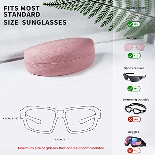 Stressresistent læderhårdt solbrilleetui (pink), stort spænde