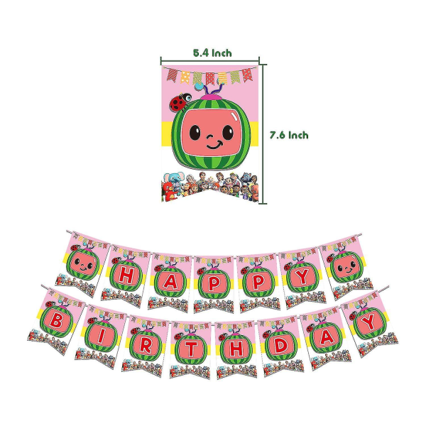 Cocomelon Juhlasisustus Animoitu Syntymäpäivä Lippu Kakku Kortti Set Syntymäpäiväjuhlatarvikkeet