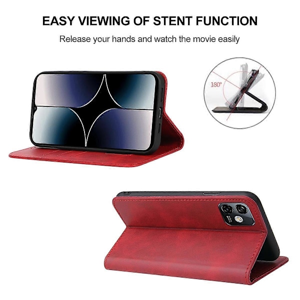 Magnetisk Stängning Läder Telefonfodral Red For Ulefone Note 16 Pro