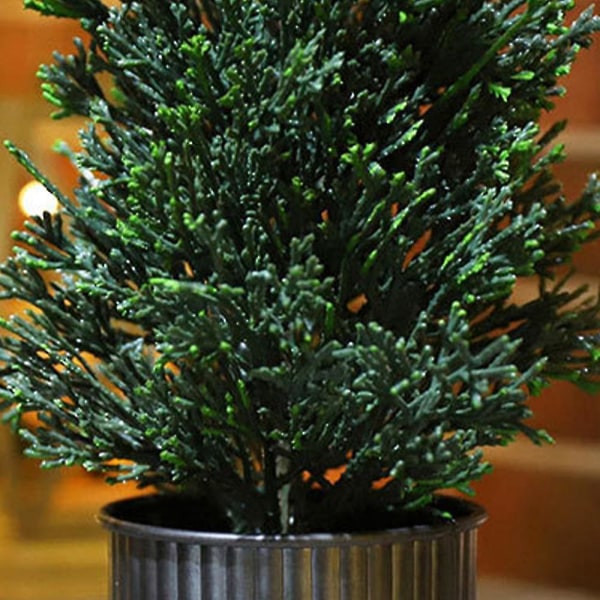 Flockende kunstigt juletræ, skrivebordsjuletræ af cedertræ, indendørs julepynt D