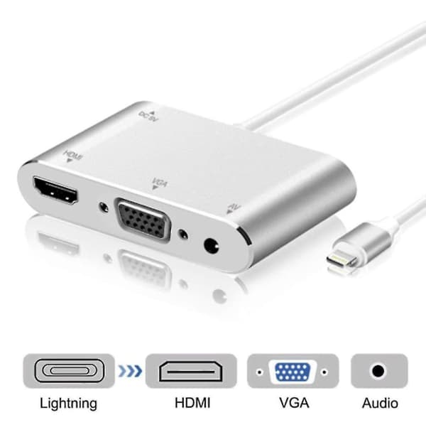 1080p Lightning til HDMI VGA Audio Video Adapter Konverter for Apple