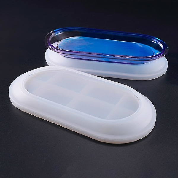 Krystal Epoxy Form DIY Håndlavet Elliptisk Flad Bundplade Highlight Spejl Silikoneform