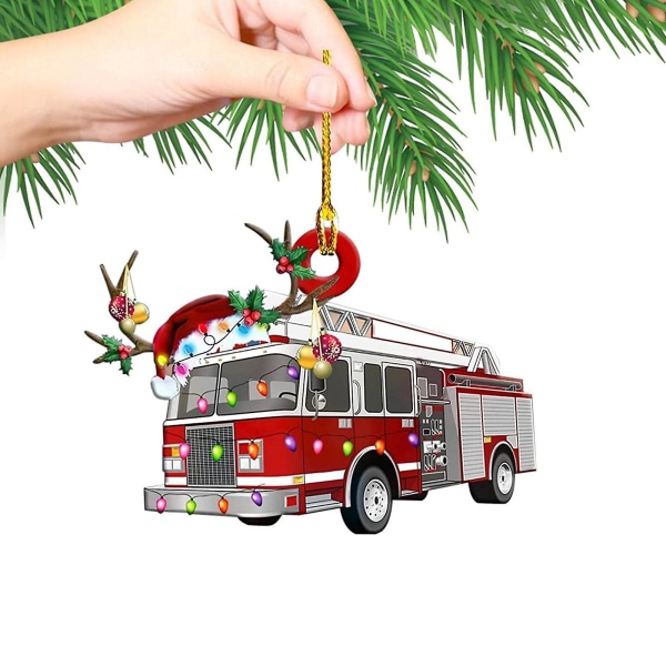 Julkampanj 1 st Juldekorationer Hängande dekoration Presentprodukt Personlig familjejärnbrandbil, grävmaskin, grävmaskinhänge