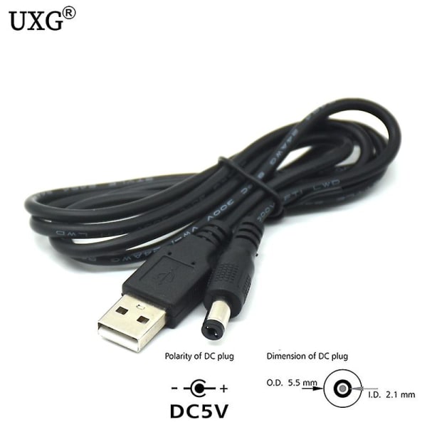 Dc 5v 12v Jack 5,5 mm X 2,1 mm 1m 2m 3a Power Usb 2,0 Multi Charger Connector Kabel til Mp4 Leadstar D12 D10 Bordlampe Black Straight 0.25m