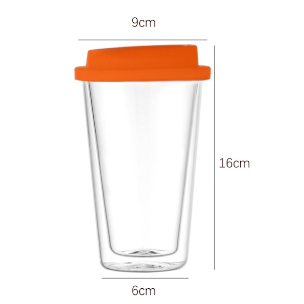 350ML Dubbelväggigt Glas med Silikonlock Isolerad Tumbler Rese Mugg för Varma och Kalla Drycker Te Mjölk Högt Borosilikatglas Kopp Kaffemugg Red