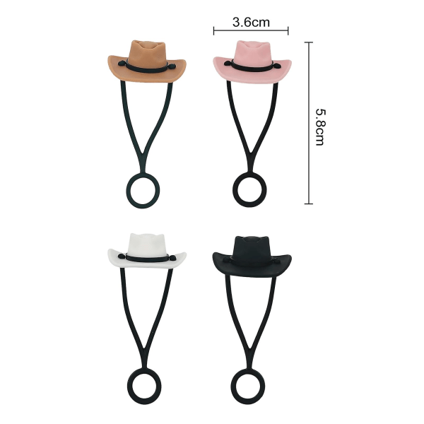 4 kpl Cover Cowboy-hatun muotoinen silikoni olkipäällinen Uudelleenkäytettävä olkikansi juomalasitarvikkeet kotijuhlabaarille