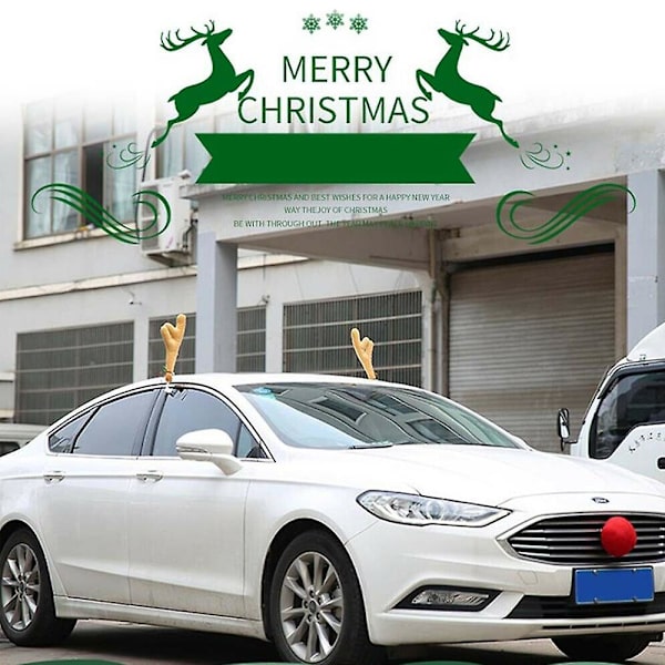Julebil Auto Lastebil Dekorasjon Gevir & Nese Sett Reinsdyr Elg Juledekor Khaki