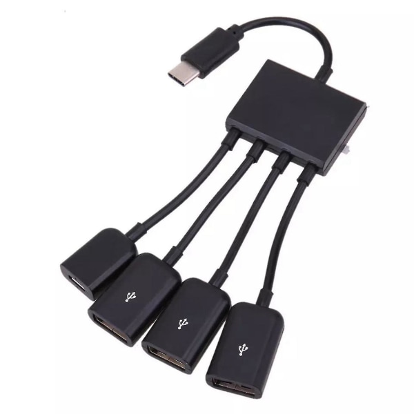 Typ C Till Micro Usb Fe Laddnings Värd Otg Hub Adapter Kabel 4in1 Ft