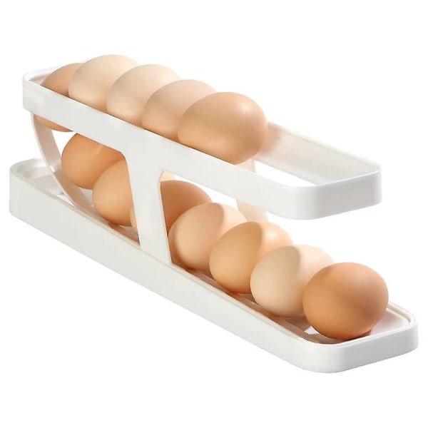 Roll Down Egg Dispenser, Pladsbesparende Rolling Egg Dispenser og Organizer til opbevaring i køleskab