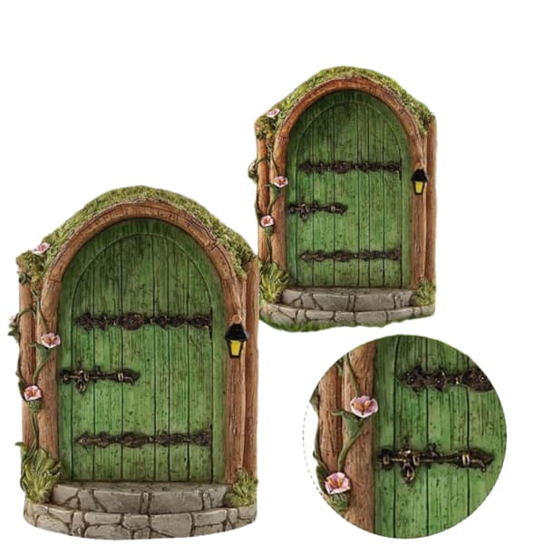 Miniature Pixie Elf Fe Dør Træ Have Vinduesdør Jul