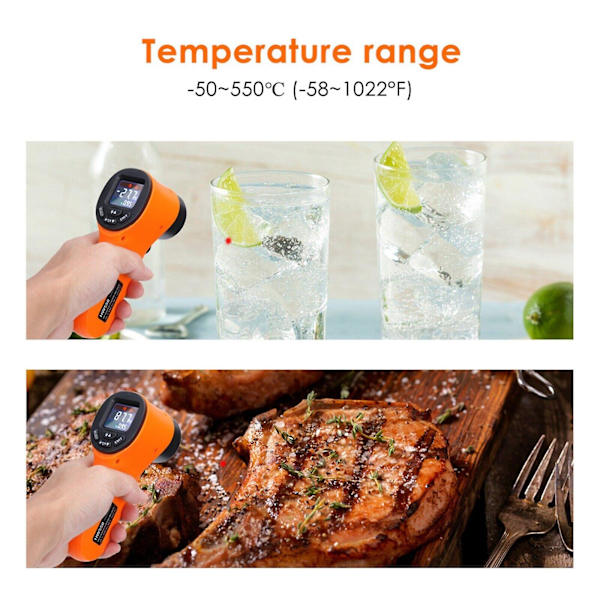Håndholdt infrarødt termometer, kontaktfri temperaturpistol, IR-termometer