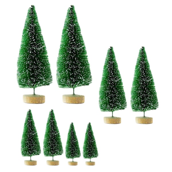 8 st Skrivbordsminiatyrer Tall Mini Konstgjord Julgran för Julfest Light Green