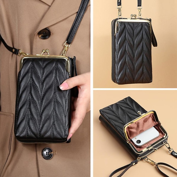 Stilig kvinner Crossbody mobiltelefon lommebok holder