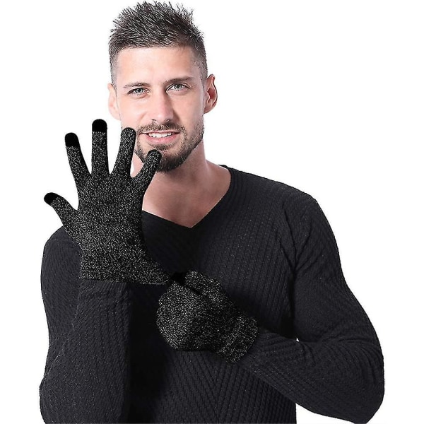 Varme vinterhandsker. Touchscreen strikkede handsker. Anti-Slip termisk vindtæt