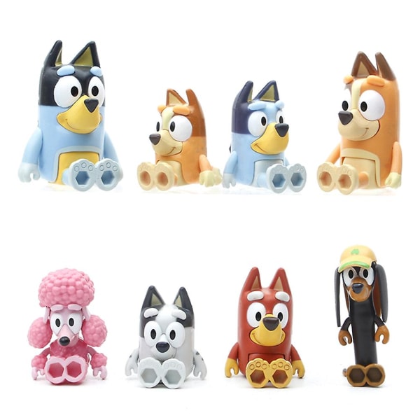 Cartoon Animation Bluey Playtime Toys Modellfigurer Barnleksak 12PCS