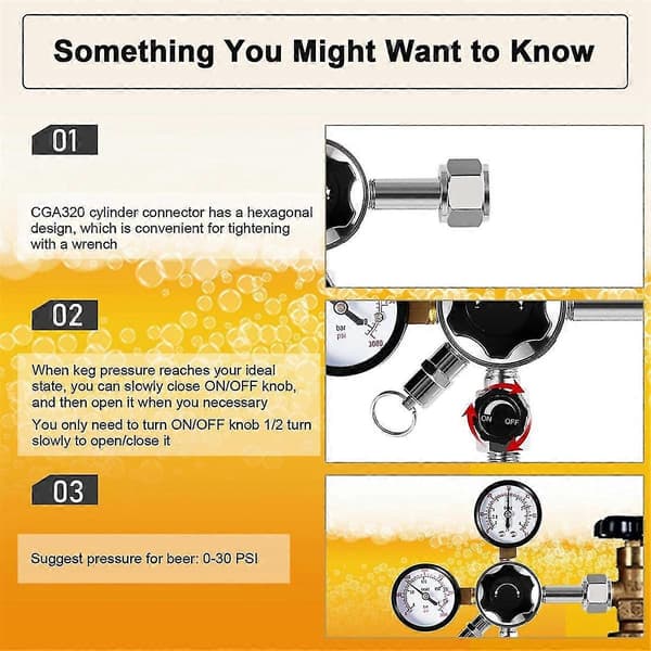 CGA-320 Regulator, Dubbel Mätare Co2 Regulator för Kegerator Tryckregulator med 1/4 tum & 5/