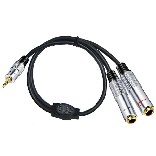 3,5 mm:n urosliitin - 2 x 6,35 mm:n naarasliitinadapteri Audio Y-jakokaapeli 50 cm