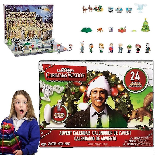 2024 Christmas Countdown Calendar 24 Days National Lampoons Christmas Vacation Advent Calendar with Collectible Dolls for Kids Adults Xmas Gift