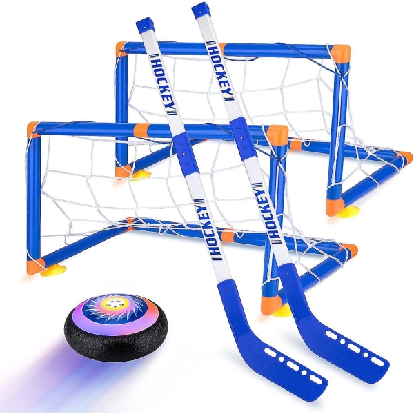 Hover Hockey Set för barnleksaker, Hover Hockey Spel med 2 mål Led Hover Ball, Rolig inomhushockey