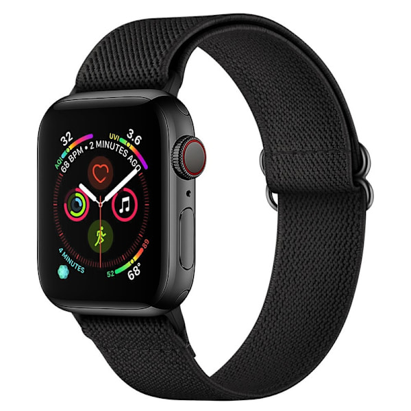 Nylon Armbånd Justerbart Apple Watch 42/44/45/49 mm Sort Black Svart