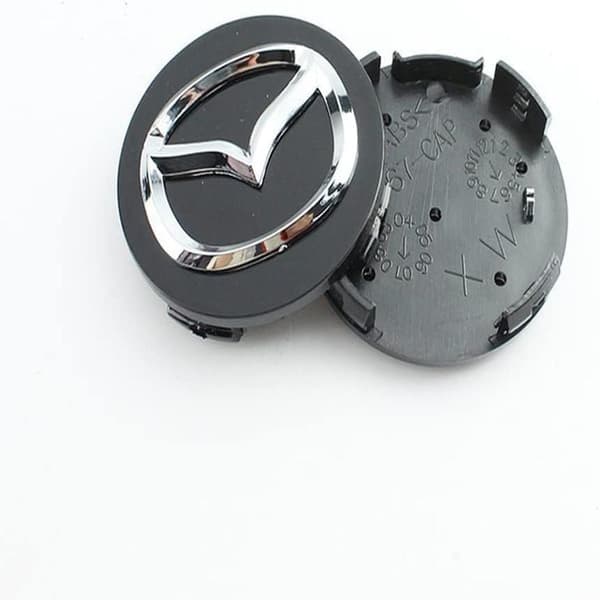 (Sort) 4 stk. Navkapsler til Mazda, 57mm, Navkapsler til Bil