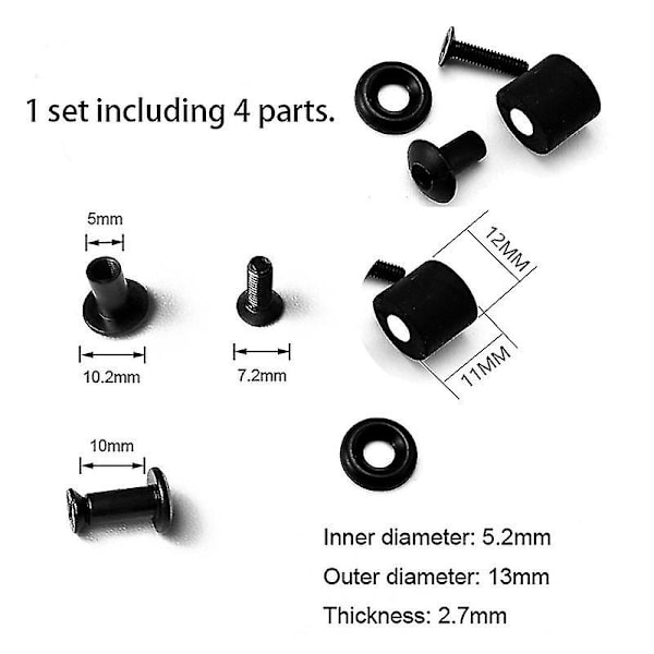 Huamade 4 set Kydex hölsterskruvdelar Snabbvalsningsslida Skruvbeslag Gör K Slida DIY midjeclipskruvtillbehör