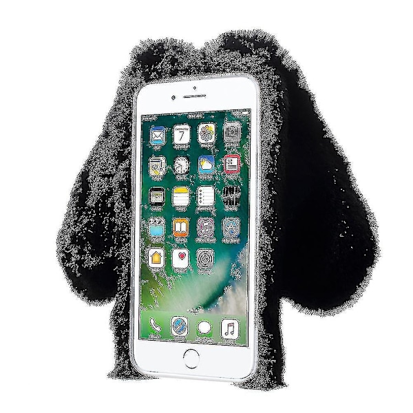 Kaninformad Varm Päls TPU Mobiltelefon Skal För Iphone Se (2020)/se (2022)/8/7 4.7 Tum - Vit -xx Black