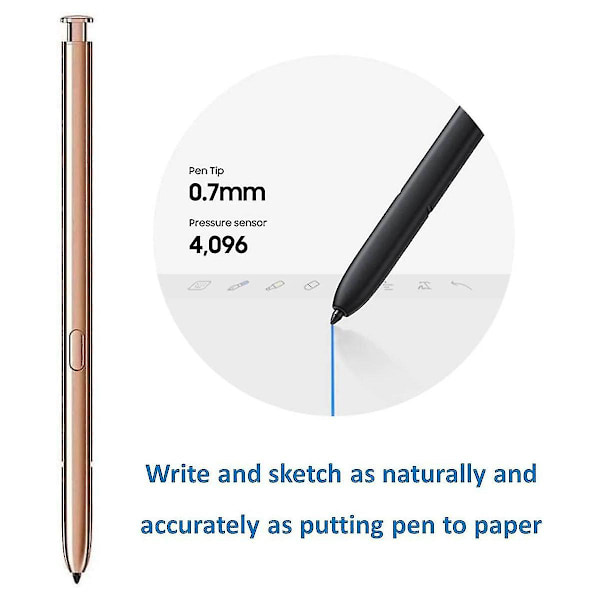 Bluetooth Stylus Pen for Note 20 Ultra S 4096 Trykksensor for Galaxy Note 20 & Note 20 Ultra 5G Versjon Gold