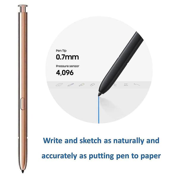 Bluetooth Stylus Pen til Note 20 Ultra S 4096 Tryksensor til Galaxy Note 20 & Note 20 Ultra 5G Version Gold