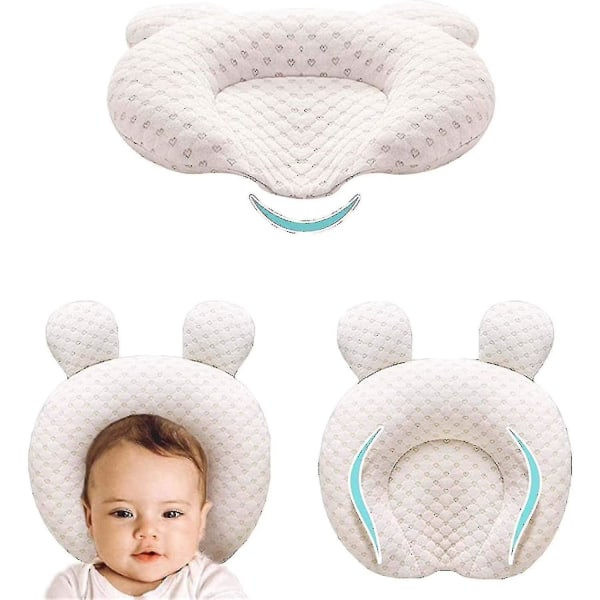 Myke babybarnehageputer Unisex nyfødte hodeformende spedbarnsstøtte Sovehode Soveputer med bjørneører GIU