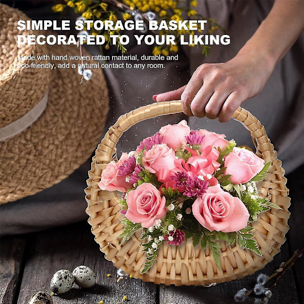 2 st Hand- Blomsterarrangemang Korg Handvävd Blomkruka Förvaringskorg Blomsterflickakorg Hem