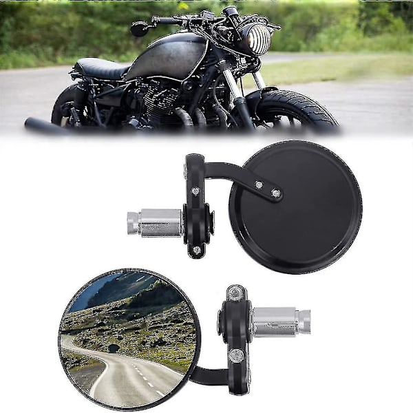 2 st Motorcykel Konvex Spegel, Sidospegel Yttre Speglar, Motorcykel Backspegel Flexibel Svart-7/8 Tum Motorcykel Backspegel För Sport