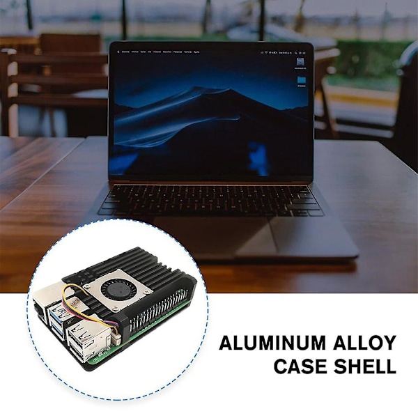 Raspberry Pi 5 Aluminiumlegering Skal med Radialfläkt för Raspberry
