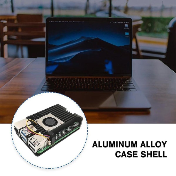 Raspberry Pi 5 Aluminiumslegering Case Shell m/Radial blæser til Raspberry
