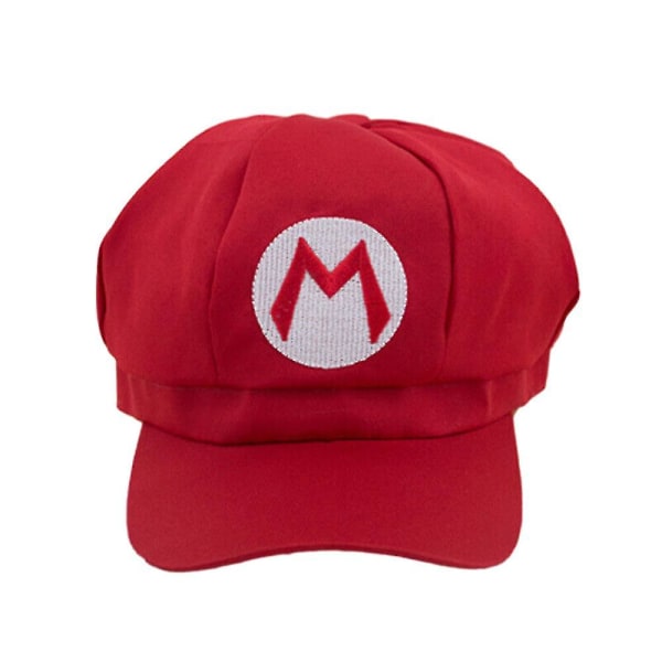 Super Mario Bros Luigi Hattu Cap Fancy Mekko Cosplay-asu Halloween Party Newsboy Cap Red