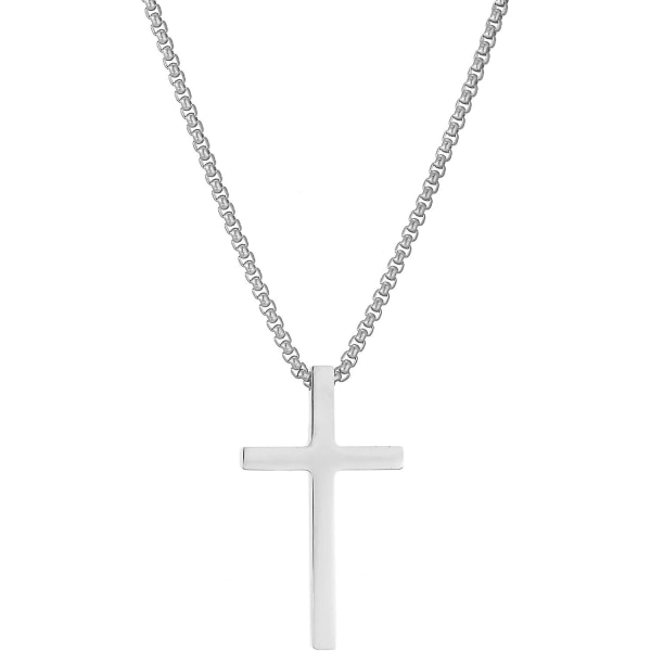 Guld/sølv kors halskæde mænds kæde med kors vedhæng halskæde religiøse smykker til mænd, rustfrit stål
