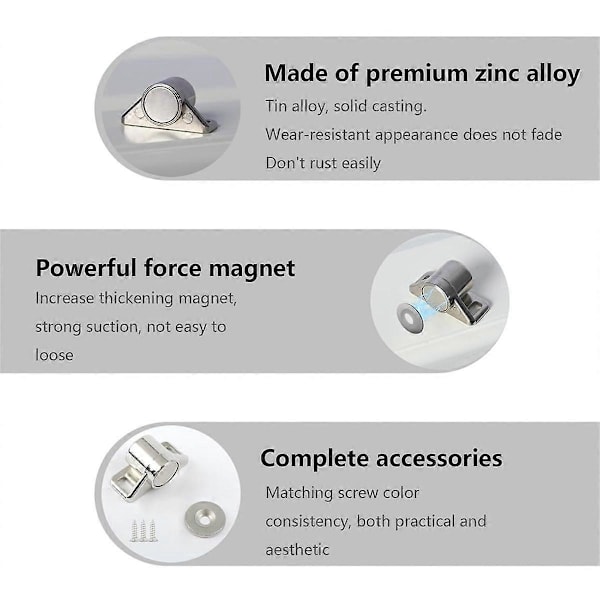 10 stk. Magnetiske Skabsdørslåse med Neodymium Magnet Skabslås Lukning Hardware til Køkken Skab Garderobe