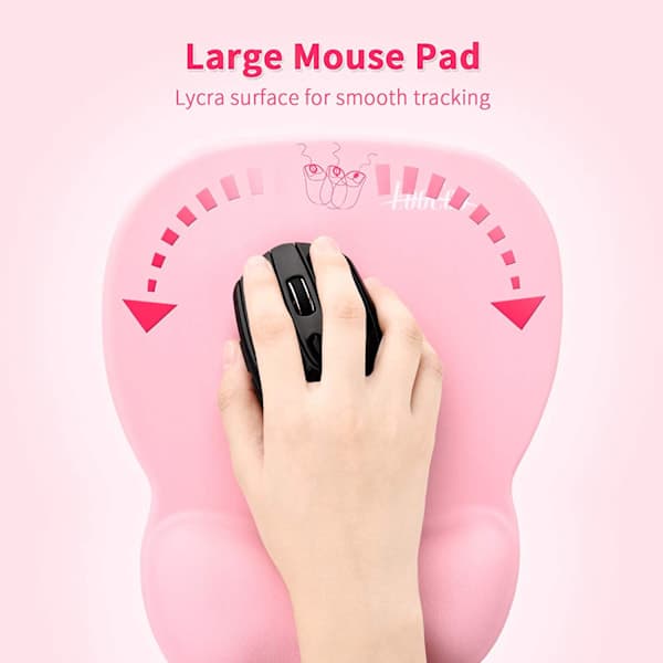 Rosa - musematte med ergonomisk håndleddsstøtte, 4 mm minneskum