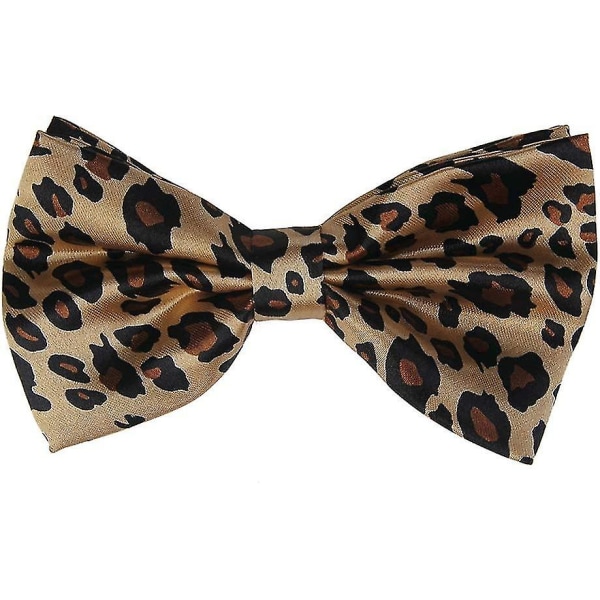 Unisex hängslen fluga Set Bred Leopard Print Justerbar 3 Clip-on Y-back bälte, Khaki